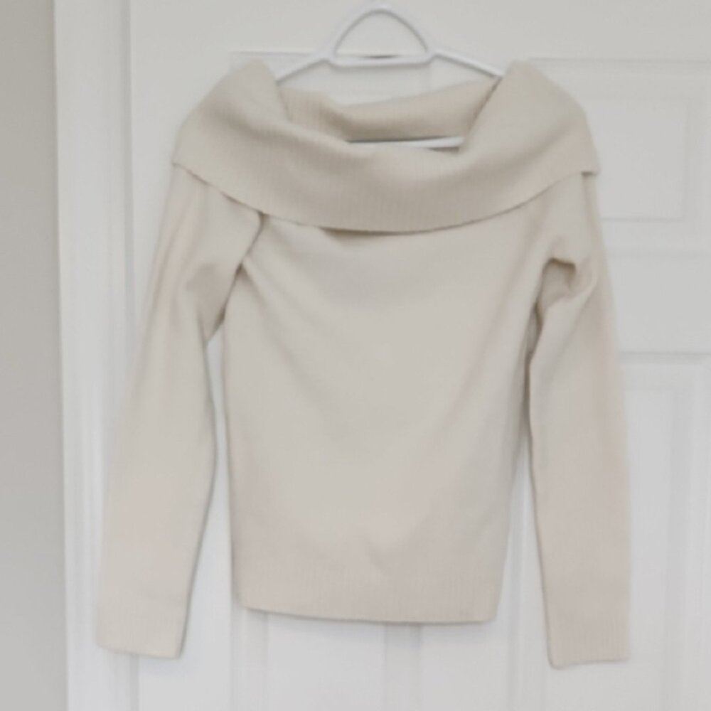 Elegant Cream Off-Shoulder Sweater